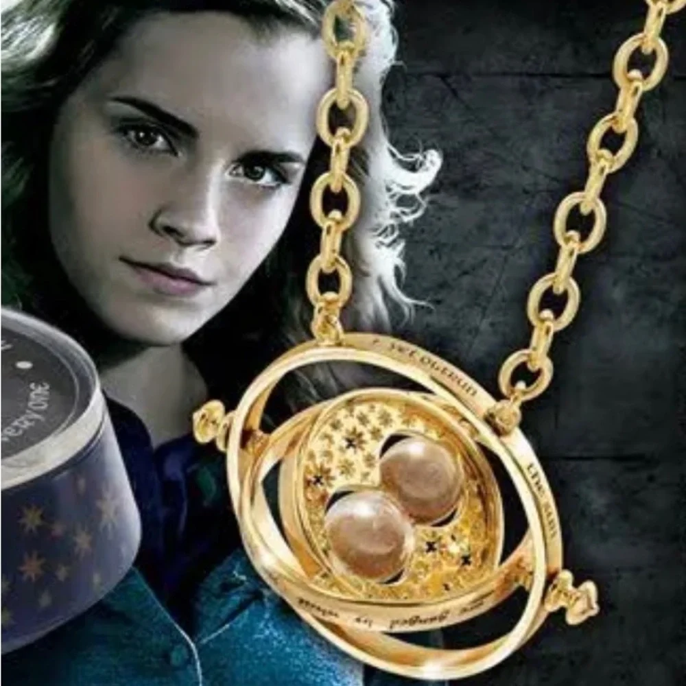 Harry Potter Gold Time Turner Sand Glass Pendant Necklace